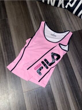 Fila Pink Sleeveless Sport Tank with Black Trim